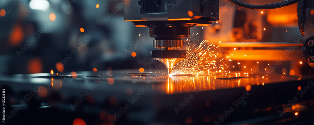 Close-up view of a blacksmith forging metal with sparks flying in a workshop during the evening hours of a busy session Close-up view of a blacksmith forging metal with sparks flying in a workshop during the evening hours of a busy session