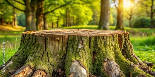 Old tree trunk with visible Jahresringe rings, gnarled and weathered from centuries of growth , rings, nature photo