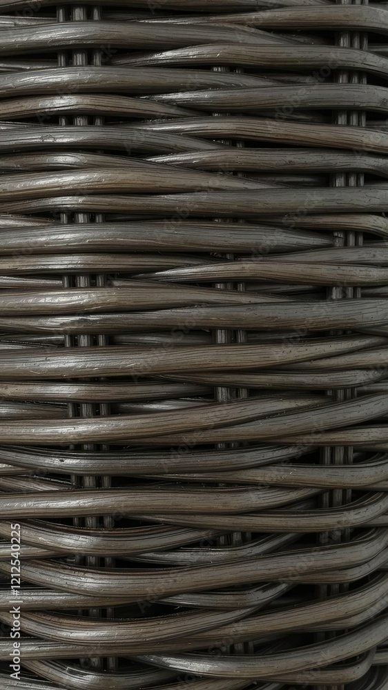 Close-up shot of faux rattan texture in stylish black color, synthetic, close-up Close-up shot of faux rattan texture in stylish black color, synthetic, close-up
