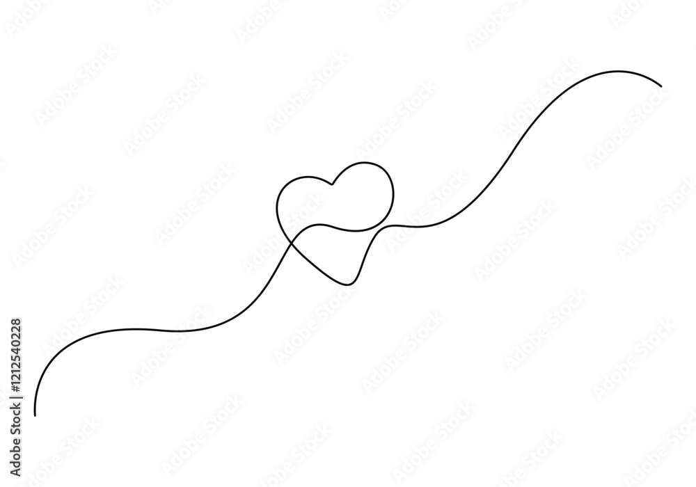 Heart continuous one line drawing of valentine day concept vector illustration Heart continuous one line drawing of valentine day concept vector illustration