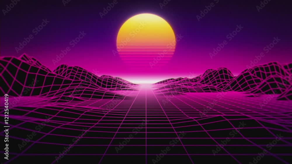 Animated retro 3d science fiction background.