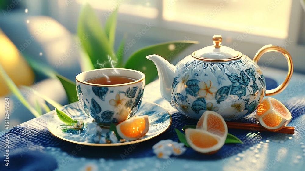 Serene Morning Tea: A Moment of Tranquility Serene Morning Tea: A Moment of Tranquility