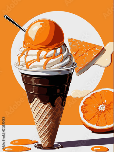 ice cream orange flavor vector art for design needs 