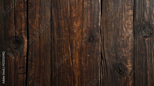A close-up of aged wooden planks with intricate grain patterns  knots  and warm earthy tones
