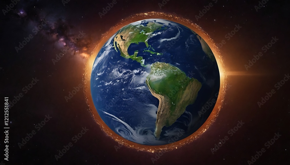 Obraz premium Isolated beautiful earth 3d illustration World Population Day,Abstract turbulent sphere,change, concepts, futuristic, horizontal, innovation, no people, photography, sphere,554