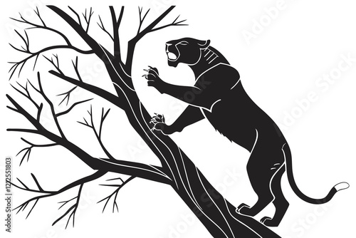 The tiger climbed on the tree vector