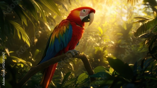 Wallpaper Mural Scarlet Macaw in Tropical Paradise: A Vibrant Jewel of the Rainforest Torontodigital.ca