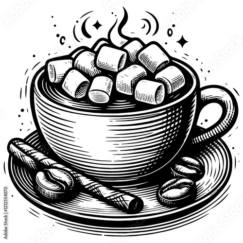 Hot Chocolate with Marshmallows vector