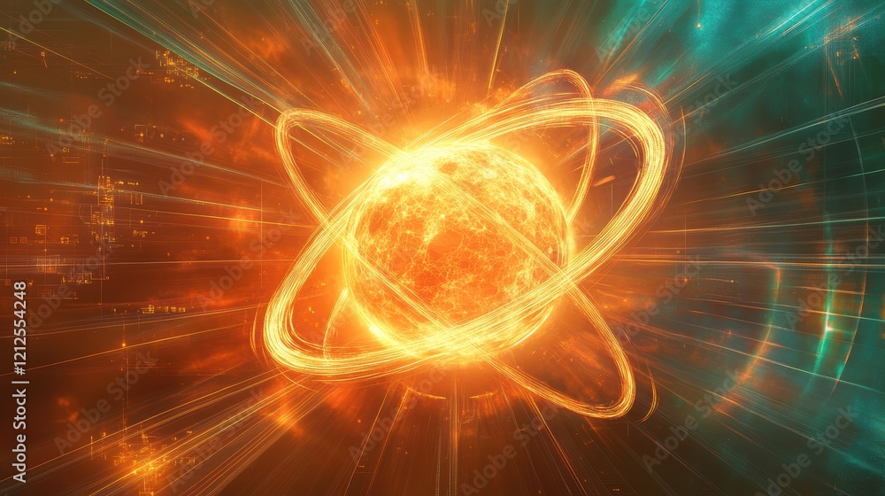 Reactor vessels stretch like arms toward the sky, cracking units radiate energy in rings, control systems shimmer like a digital aurora.