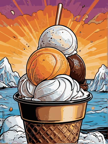 ice cream orange flavor vector art for design needs 