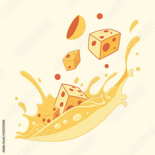  Melting Cheese Explosion Art  melting cheese, cheese splash, cheese art, food vector, cheese branding, cheddar cheese, food design, dairy art, food illustration, cheese lover art