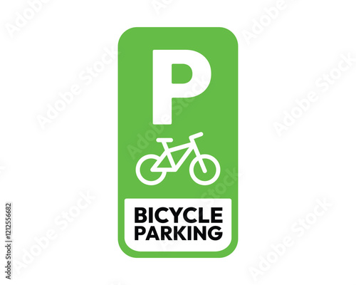 Bicycle Parking Green Vertical Sign - Best Quality Vector Art for Public and Urban Spaces, Clear and Effective Design