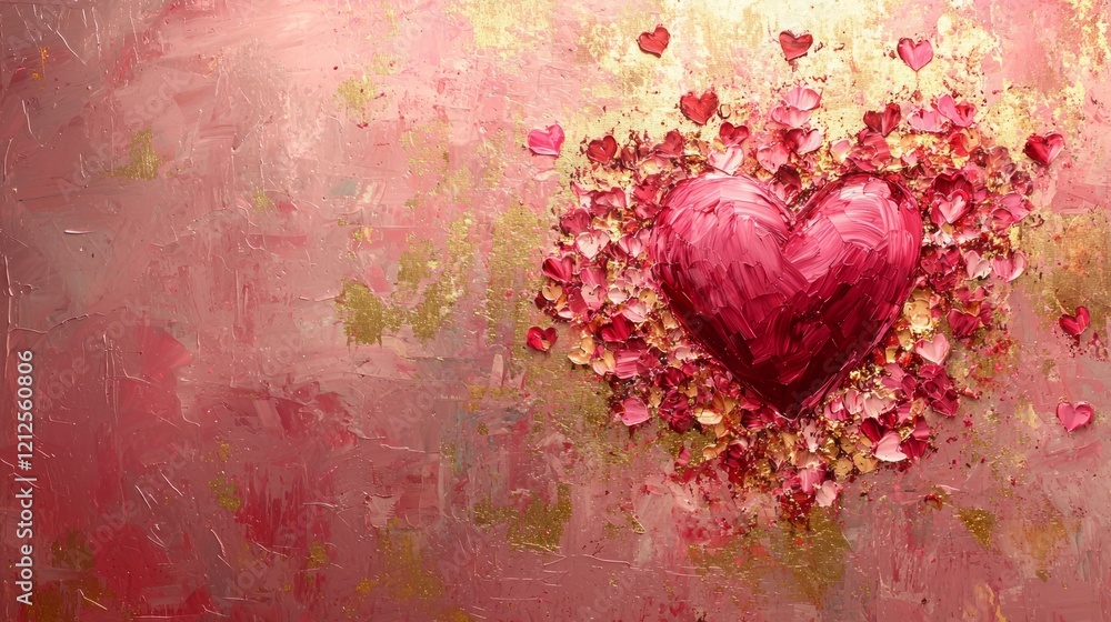 Valentine Hearts concept. Passionate Heart Surrounded by Tiny Hearts Painting. Valentine Hearts concept. Passionate Heart Surrounded by Tiny Hearts Painting.