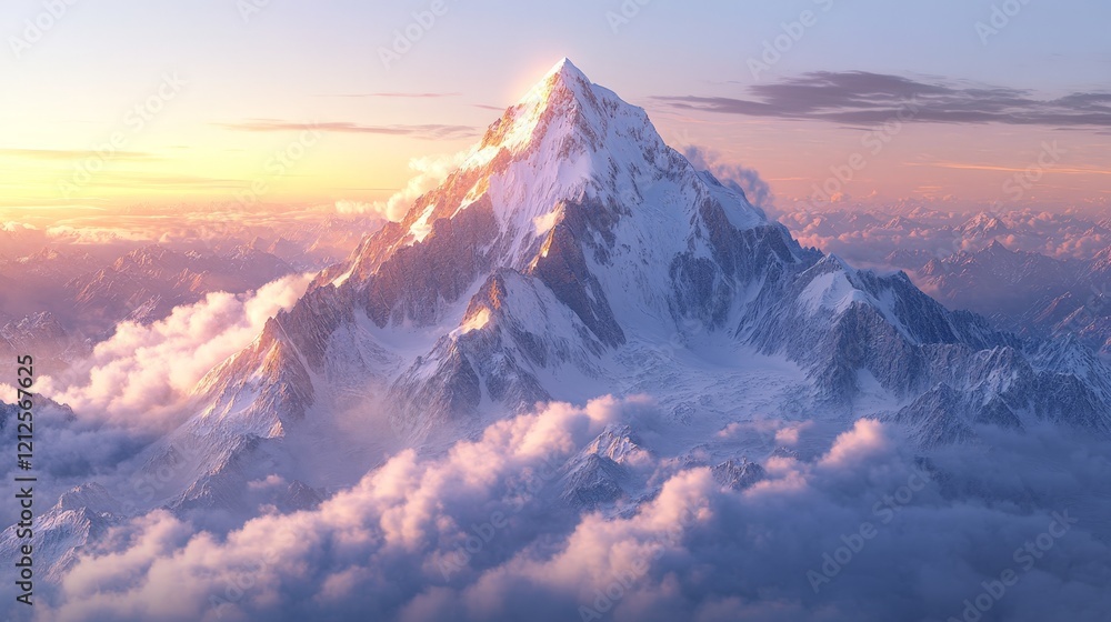 Snow-capped mountains above clouds with a serene pastel sky, perfect for nature photography, inspirational visuals, and travel campaigns. Snow-capped mountains above clouds with a serene pastel sky, perfect for nature photography, inspirational visuals, and travel campaigns.