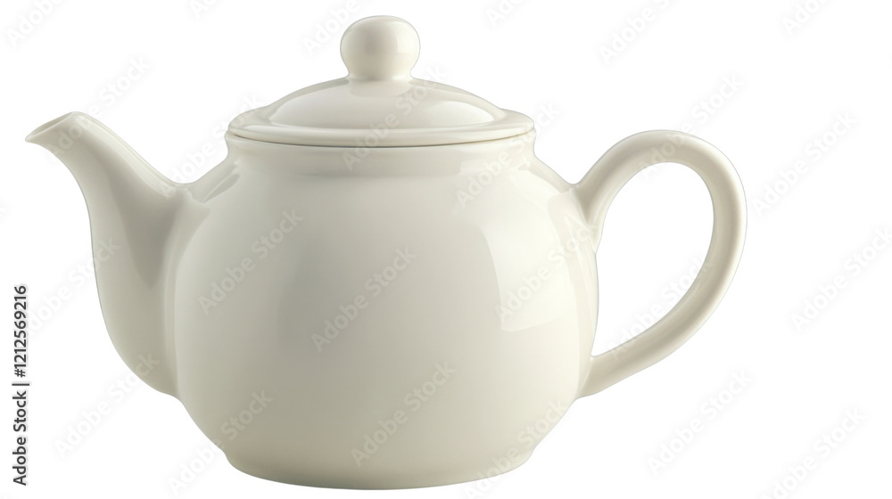 White teapot with lid, isolated on transparent background White teapot with lid, isolated on transparent background