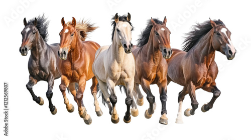 Wild horses running  isolated on transparent background
