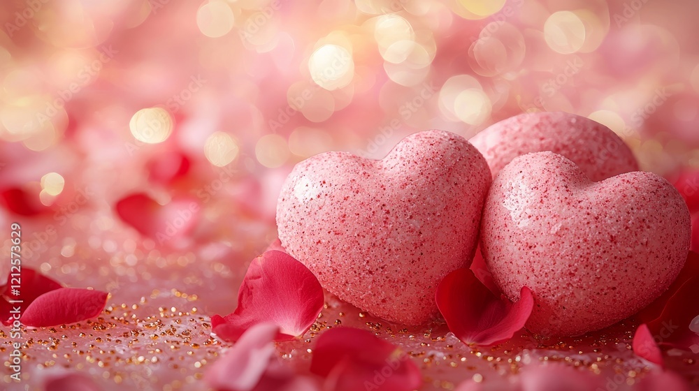 Valentine Hearts concept. Sparkling Pink Hearts Romantic Valentine's Day Decor. Valentine Hearts concept. Sparkling Pink Hearts Romantic Valentine's Day Decor.
