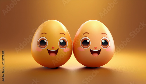 Kawaii Easter Egg Characters in Natural Tones