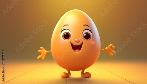 Kawaii Easter Egg Character in Natural Tones