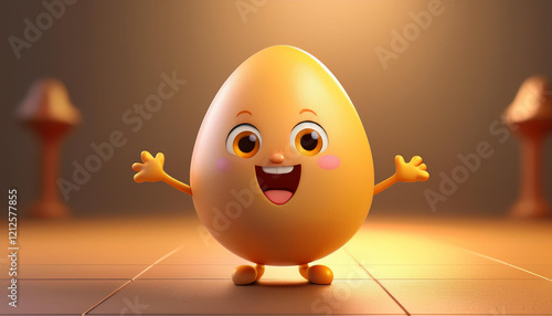 Kawaii Easter Egg Character in Natural Tones