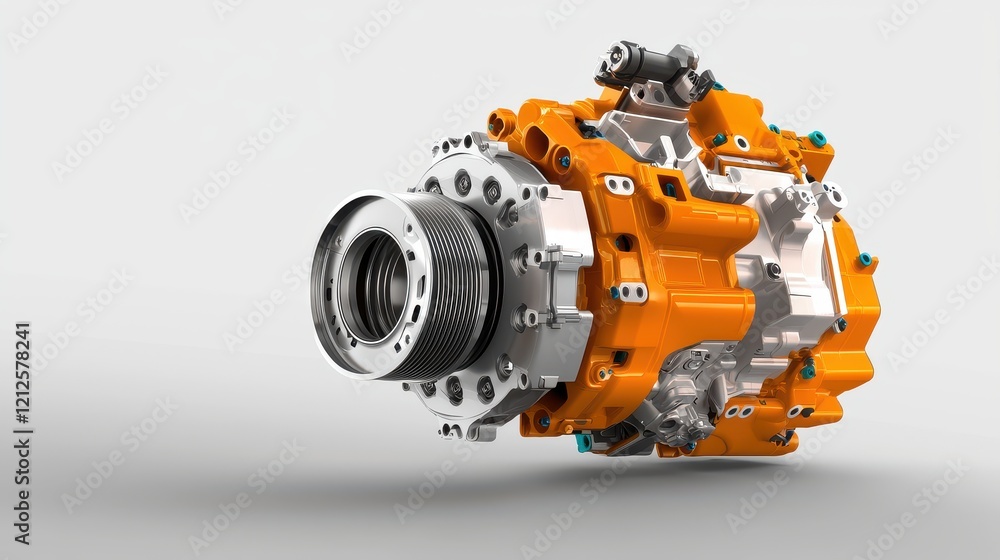 Orange & Silver Automotive Transmission 3D Render Orange & Silver Automotive Transmission 3D Render