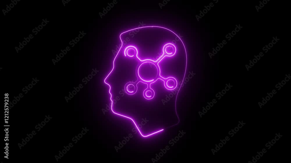 Glowing Neon Mind Map Icon, Symbol of Brainstorming and Idea Organization, HD Video Motion Graphic Animation on Black Background Glowing Neon Mind Map Icon, Symbol of Brainstorming and Idea Organization, HD Video Motion Graphic Animation on Black Background