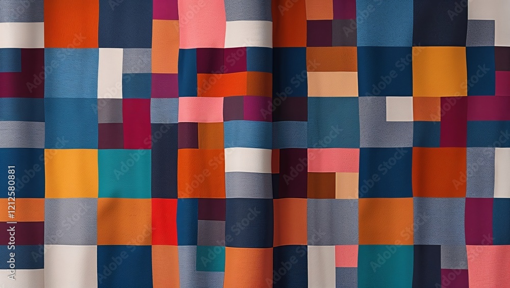 Fototapeta premium Geometric Modern Abstract Colorful Patchwork Fabric Texture with a Contemporary Feel