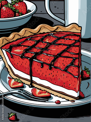 strawberry pie vector art for design needs 