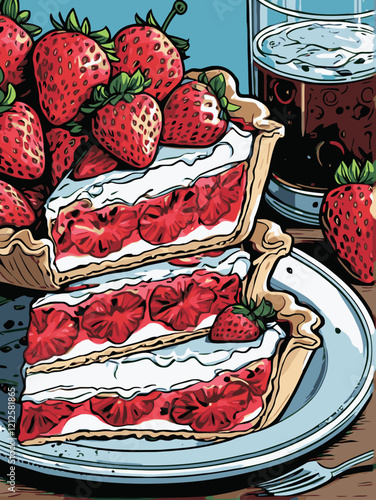 strawberry pie vector art for design needs 