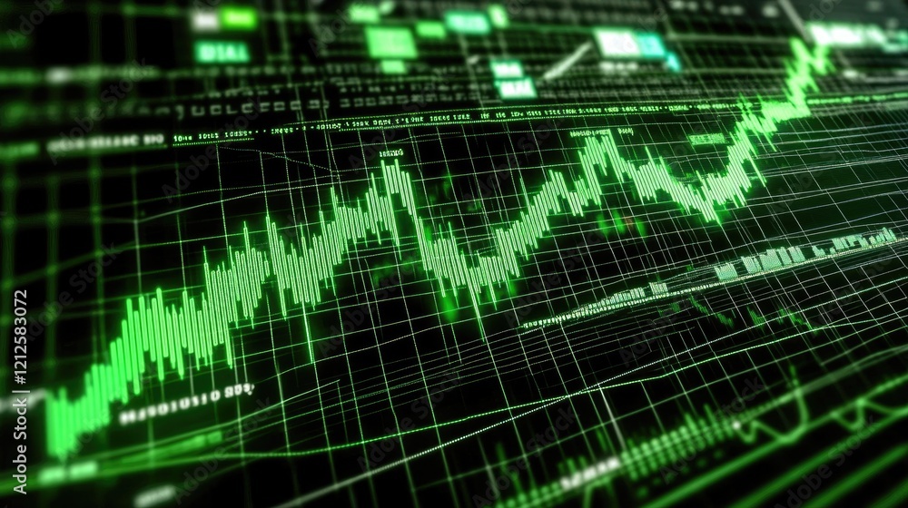 A digital stock graph with candlestick patterns and a rising trend line in green, surrounded by real-time market data and futuristic icons, symbolizing growth. A digital stock graph with candlestick patterns and a rising trend line in green, surrounded by real-time market data and futuristic icons, symbolizing growth.
