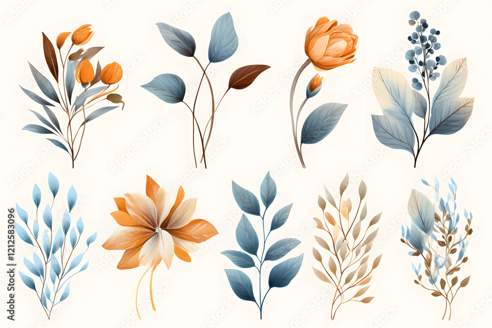 Obraz premium Drawn spring flower pack