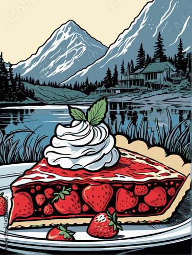 strawberry pie vector art for design needs 