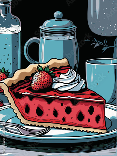 strawberry pie vector art for design needs 