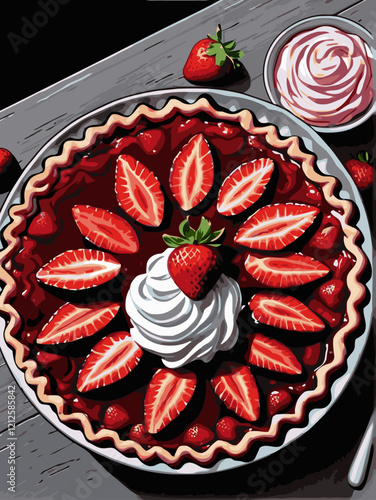 strawberry pie vector art for design needs 