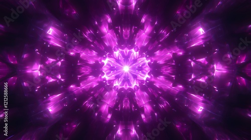 Abstract Purple Crystal Light Burst Mandala Design