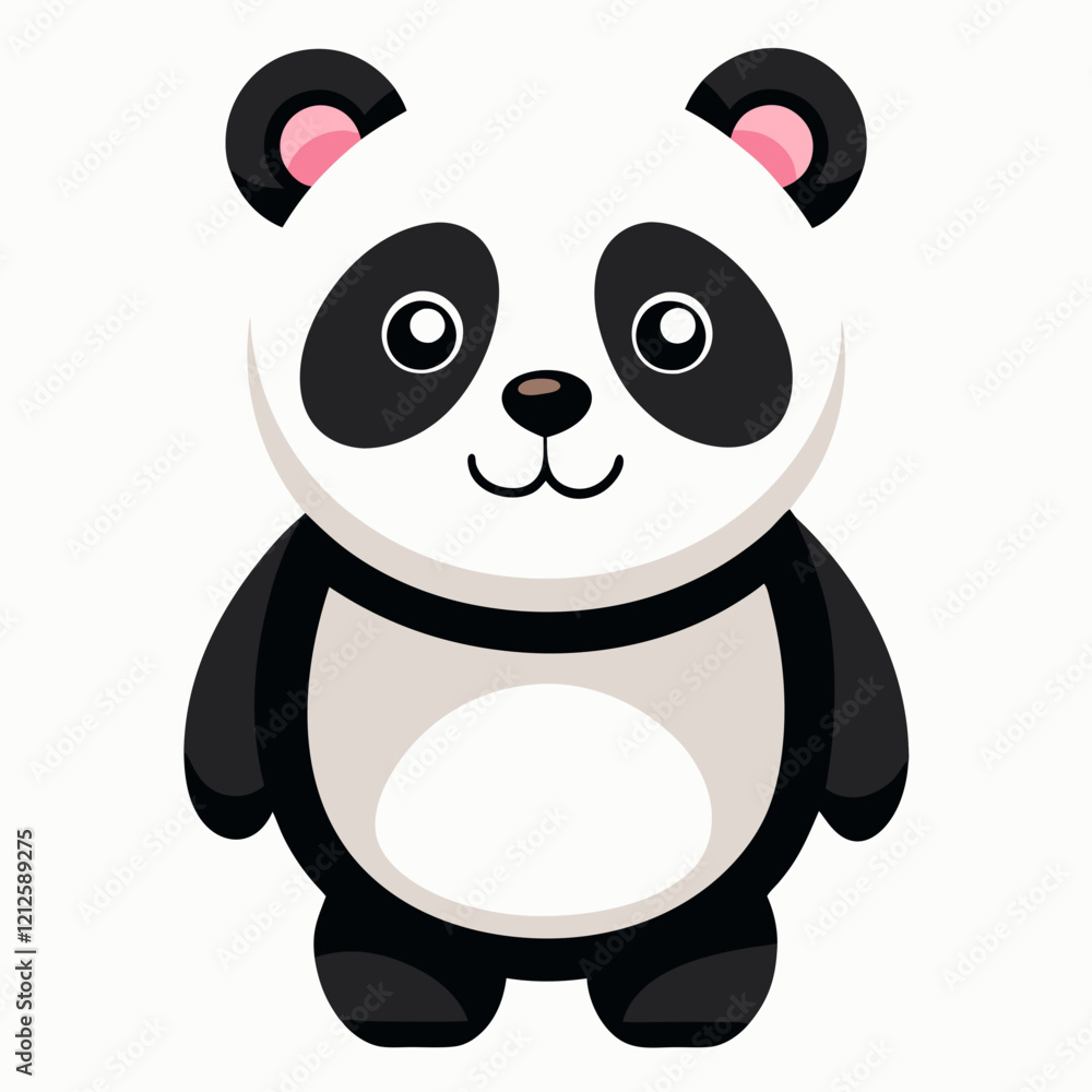 Naklejka premium panda bear with a bamboo white background