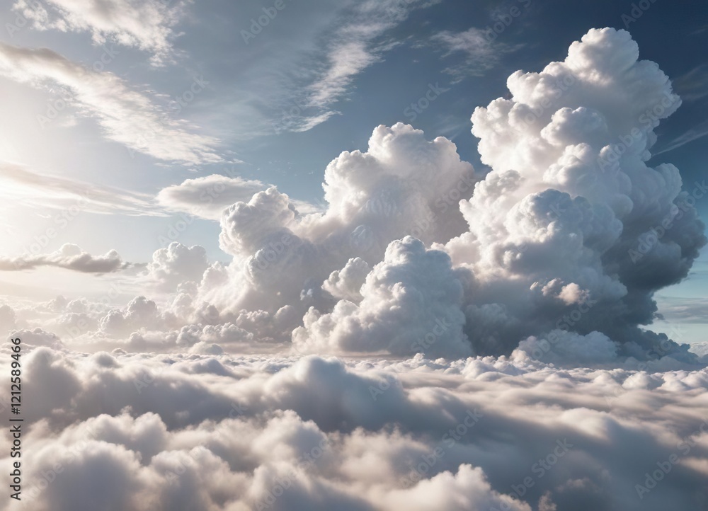 Voluminous white clouds stretching across the horizon, vastness, idyllic, cumulonimbus, infinite Voluminous white clouds stretching across the horizon, vastness, idyllic, cumulonimbus, infinite