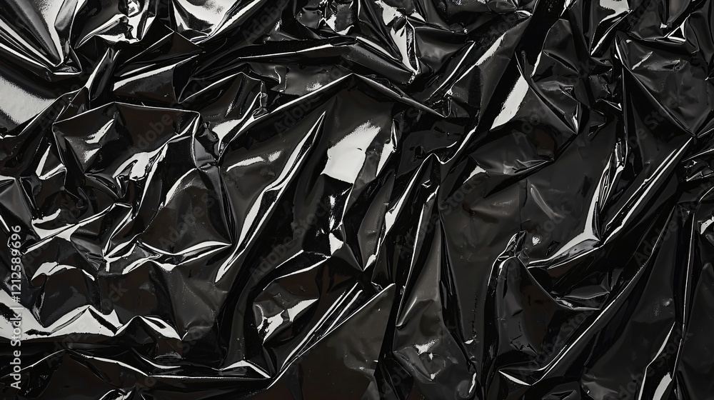 Crumpled black plastic sheet texture background Crumpled black plastic sheet texture background