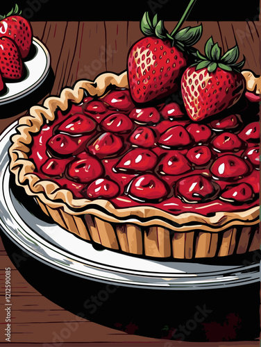 strawberry pie vector art for design needs 