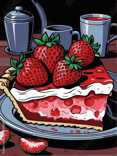 strawberry pie vector art for design needs 