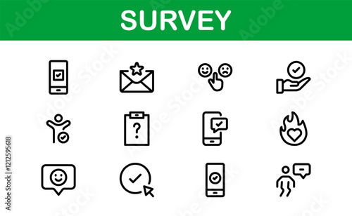 Premium Survey Icons. Clean, Editable Vectors for Data Collection, Market Research, Customer Feedback, and Polling Applications.