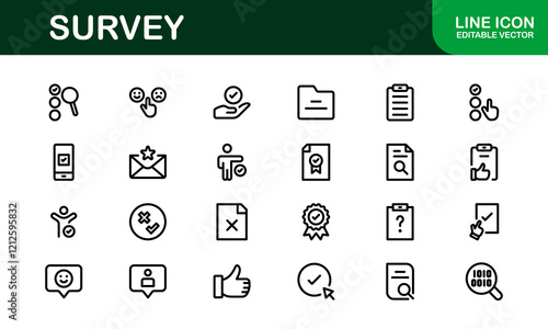 Premium Survey Icons. Clean, Editable Vectors for Data Collection, Market Research, Customer Feedback, and Polling Applications.