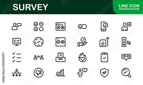 Premium Survey Icons. Clean, Editable Vectors for Data Collection, Market Research, Customer Feedback, and Polling Applications.
