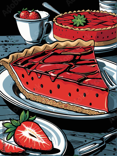 strawberry pie vector art for design needs 