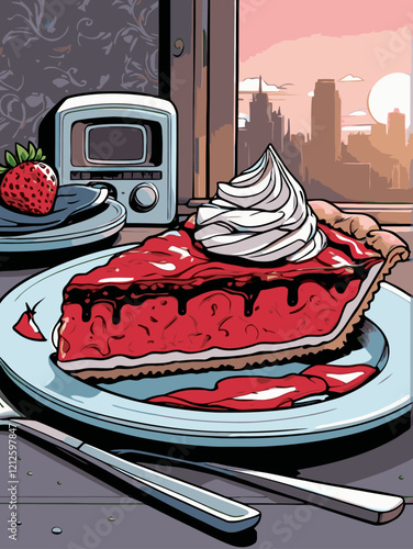 strawberry pie vector art for design needs 