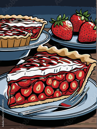 strawberry pie vector art for design needs 