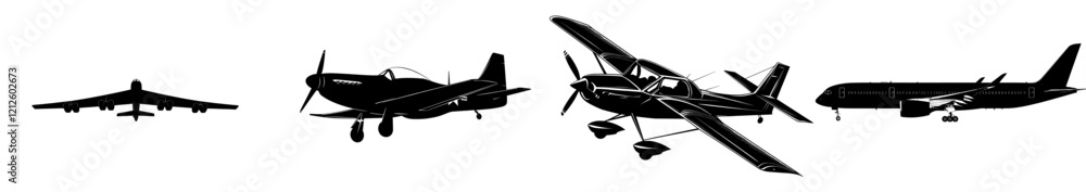 A plane silhouette portrayed against a pure white backdrop, stylistically modernized A plane silhouette portrayed against a pure white backdrop, stylistically modernized