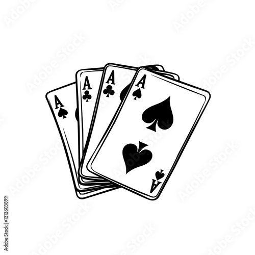 A modern, colorful illustration of a royal flush in spades, highlighting the jack, queen, king, and ace from a deck of poker cards.