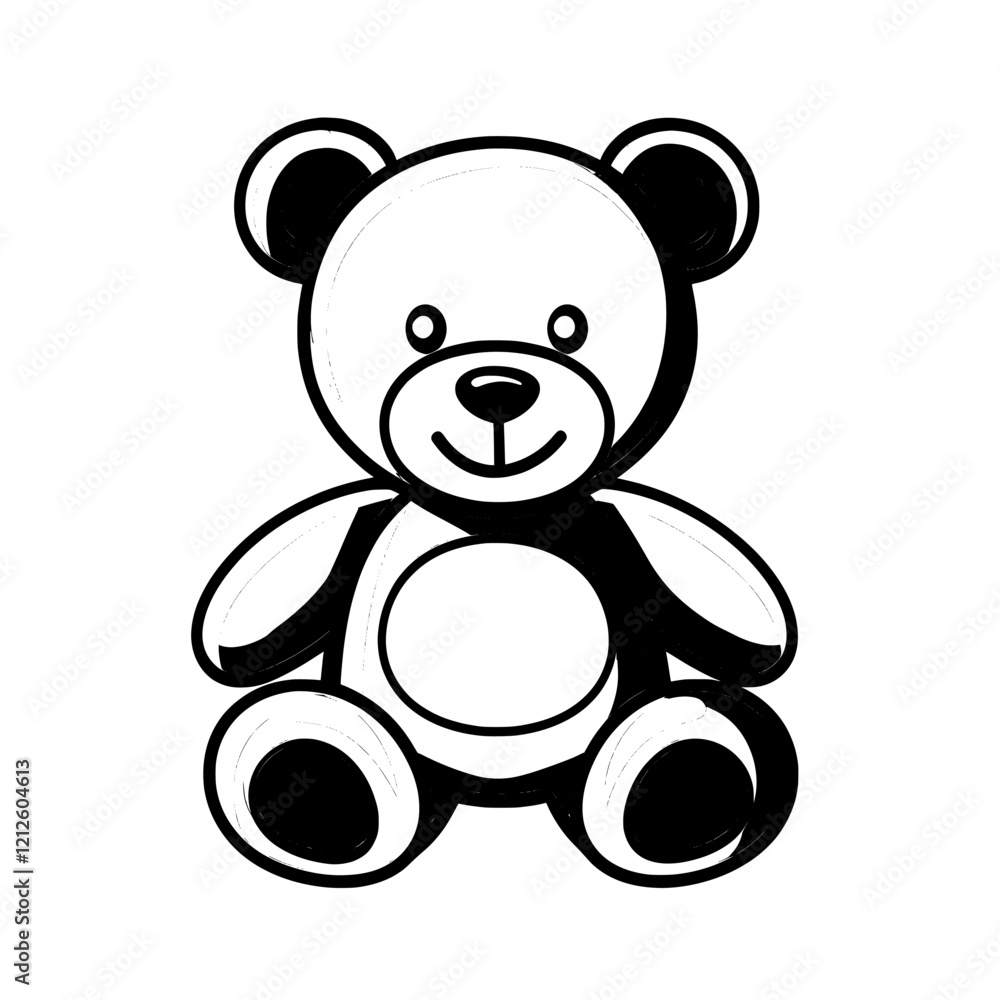A modern icon of a black teddy bear, symbolizing a soft toy for kids and babies. A modern icon of a black teddy bear, symbolizing a soft toy for kids and babies.