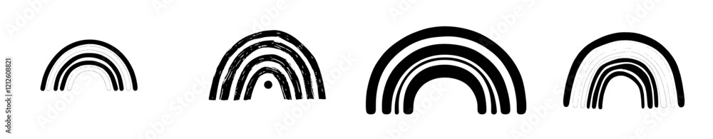 Hand-drawn abstract rainbow shapes for creating your own artwork. Doodle a rainbow shape by hand. Hand-drawn abstract rainbow shapes for creating your own artwork. Doodle a rainbow shape by hand.